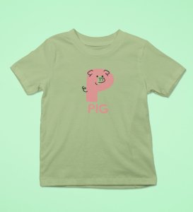 Pepper Pig, Boys Cotton Text Print tshirt (olive)