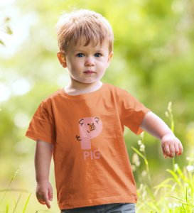 Pepper Pig, Boys Cotton Text Print Tshirt (orange)