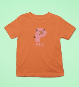 Pepper Pig, Boys Cotton Text Print Tshirt (orange)
