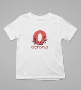 Ocean Octopus, Boys Printed Crew Neck tshirt (white)
