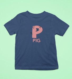 Pepper Pig, Boys Cotton Text Print tshirt (Navy blue)