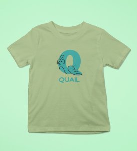 Quacky Quail, Boys Round Neck Blended Cotton tshirt (olive)