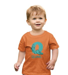 Quacky Quail, Boys Round Neck Blended Cotton Tshirt (orange)
