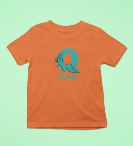 Quacky Quail, Boys Round Neck Blended Cotton Tshirt (orange)