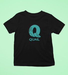 Quacky Quail, Boys Round Neck Blended Cotton Tshirt (black)