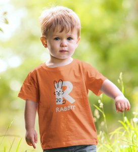 Running Rabit, Printed Cotton Tshirt (orange) for Boys