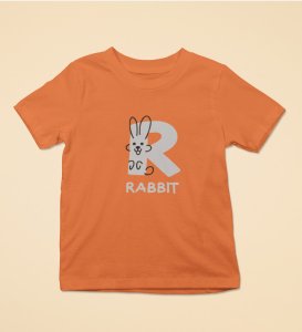 Running Rabit, Printed Cotton Tshirt (orange) for Boys