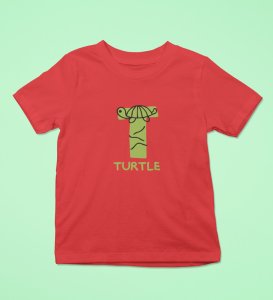 Talking Turtle, Boys Round Neck Printed Blended Cotton tshirt (red)