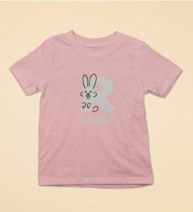 Running Rabit, Printed Cotton Tshirt (baby pink) for Boys
