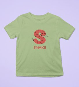 Slippery Snake, Boys Printed Crew Neck tshirt (olive)