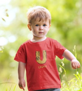 Ugly Unau, Boys Cotton Text Print tshirt (red)