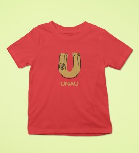 Ugly Unau, Boys Cotton Text Print tshirt (red)