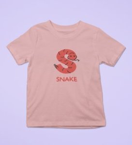 Slippery Snake, Boys Printed Crew Neck Tshirt (baby pink)