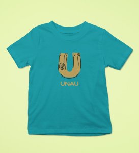 Ugly Unau, Boys Cotton Text Print tshirt (teal)