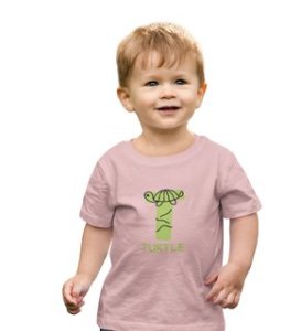 Talking Turtle, Boys Round Neck Printed Blended Cotton Tshirt (baby pink)