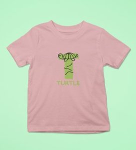 Talking Turtle, Boys Round Neck Printed Blended Cotton Tshirt (baby pink)