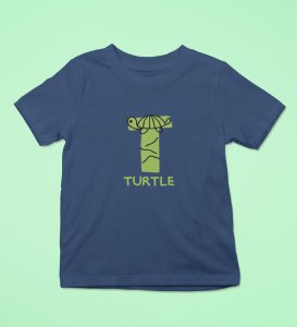 Talking Turtle, Boys Round Neck Printed Blended Cotton tshirt (Navy blue)