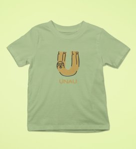 Ugly Unau, Boys Cotton Text Print tshirt (olive)