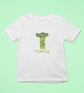 Talking Turtle, Boys Round Neck Printed Blended Cotton tshirt (white)