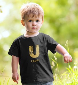 Ugly Unau, Boys Cotton Text Print Tshirt (black)