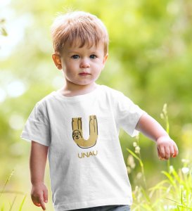 Ugly Unau, Boys Cotton Text Print tshirt (white)