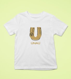 Ugly Unau, Boys Cotton Text Print tshirt (white)