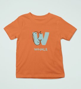 Whale, Boys Printed Crew Neck Tshirt (orange)
Printed Cotton Tshirt for Boys