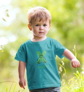 Xenopus Octopus,Boys Cotton Text Print tshirt (teal)