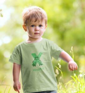 Xenopus Octopus,Boys Cotton Text Print tshirt (olive)