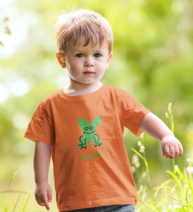 Xenopus Octopus,Boys Cotton Text Print Tshirt (orange)