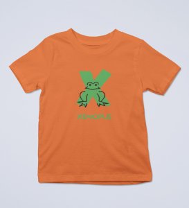 Xenopus Octopus,Boys Cotton Text Print Tshirt (orange)