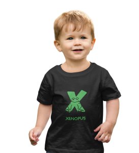 Xenopus Octopus,Boys Cotton Text Print Tshirt (black) 