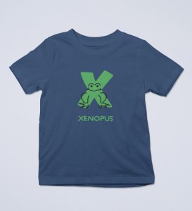 Xenopus Octopus,Boys Cotton Text Print tshirt (Navy blue)