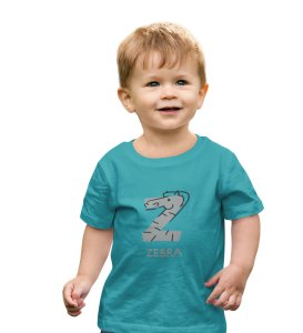 Zigzag Zebra,Boys Round Neck Printed Blended Cotton tshirt (teal)
