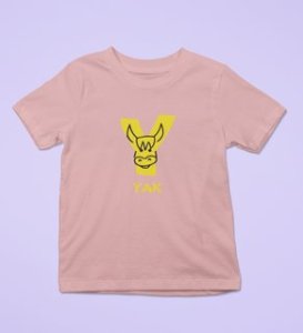 Yellow Yak, Printed Cotton Tshirt (baby pink) for Boys