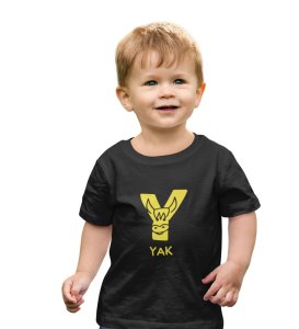 Yellow Yak, Printed Cotton Tshirt (black) for Boys