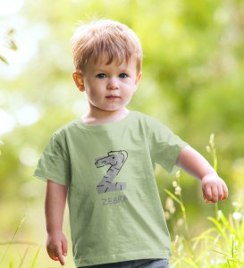 Zigzag Zebra,Boys Round Neck Printed Blended Cotton tshirt (olive)