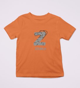 Zigzag Zebra,Boys Round Neck Printed Blended Cotton Tshirt (orange)
