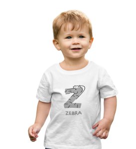 Zigzag Zebra,Boys Round Neck Printed Blended Cotton tshirt (white)
