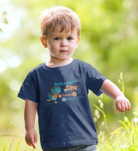 Basketballer Dino, Printed Cotton T-shirt (Navy Blue) for Boys