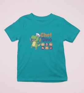 Chef Dino, Printed Cotton Tshirt (Red) for Boys