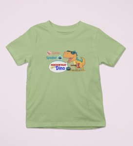 Rockstar Dino, Boys Printed Crew Neck T-shirt (olive green)