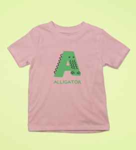 Alligator, Boys Printed Crew Neck Tshirt (Baby pink)