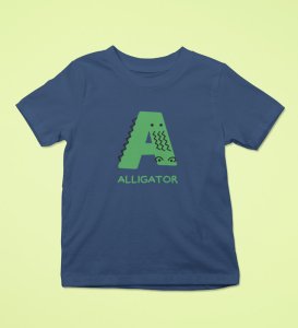 Alligator, Boys Printed Crew Neck Tshirt (Navy blue)