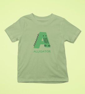 Alligator, Boys Printed Crew Neck Tshirt (Olive)