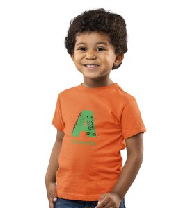 Alligator, Boys Printed Crew Neck Tshirt (Orange)