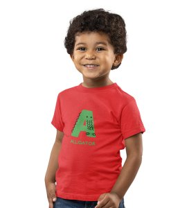 Alligator, Boys Printed Crew Neck Tshirt (Red)