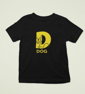 Doggy Dog, Boys Round Neck Printed Blended Cotton Tshirt (Black)