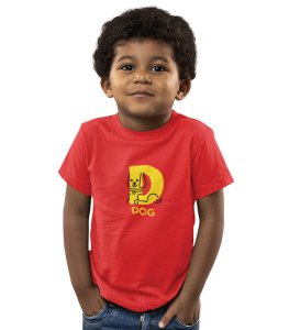 Doggy Dog, Boys Round Neck Printed Blended Cotton Tshirt (Red)