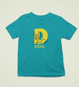 Doggy Dog, Boys Round Neck Printed Blended Cotton Tshirt (Teal)